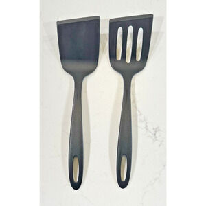 Set of 2 TRAMONTINA Slotted Spatula & Spatula Turner Brazil Black Nylon 12"